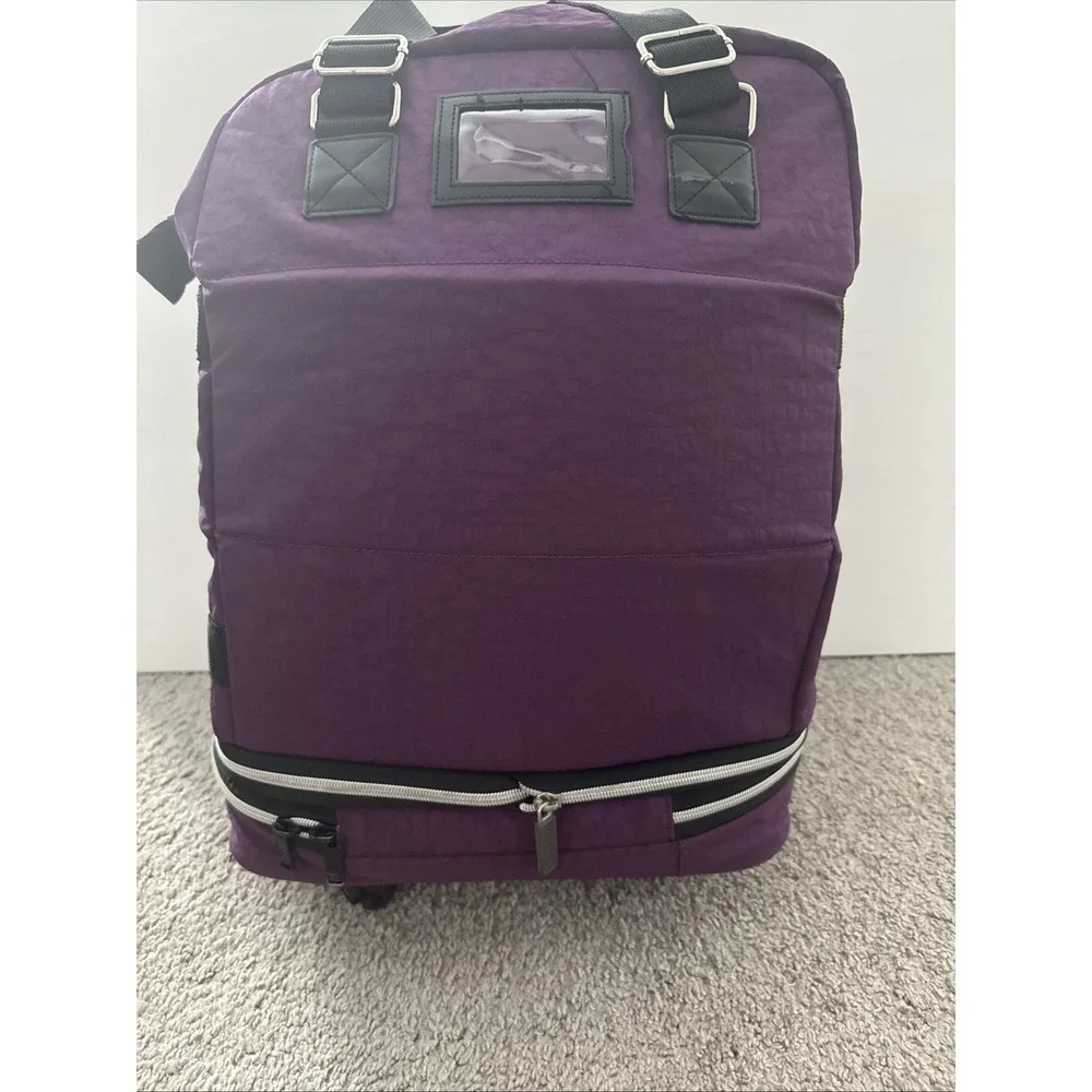 Biaggi Zipsak Folding  Expandable Luggage Carry-On Roll Spinner Purple Nylon